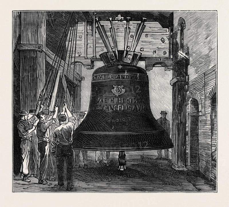 "GREAT PAUL:" THE NEW BELL FOR ST. PAUL'S CATHEDRAL: HUNG IN FOUNDRY FOR EXPERIMENTAL SWINGING, LONDON