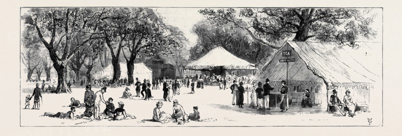 THE QUEEN'S VISIT TO EPPING FOREST: THE REFRESHMENT BOOTHS IN THE FOREST