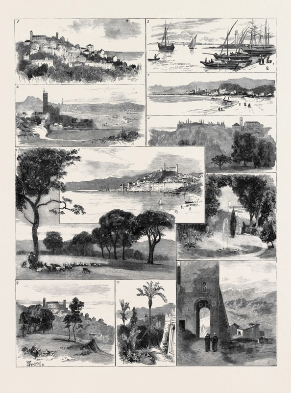 SKETCHES AT CANNES: 1. Cannes from Hill on West Side; 2. The Quay; 3. St. Raphael, near FrÃƒÂ©jus; 4. Beach at Cannes; 5. Old Cemetery; 6. Town of Cannes, from La Croisette; 7. La Bocca; 8. Villa St. George; 9. Cannes and The ÃƒÅ½le Ste. Marguerite; 10. Vallombrosa Gardens; 11. View from the Old Cathedral