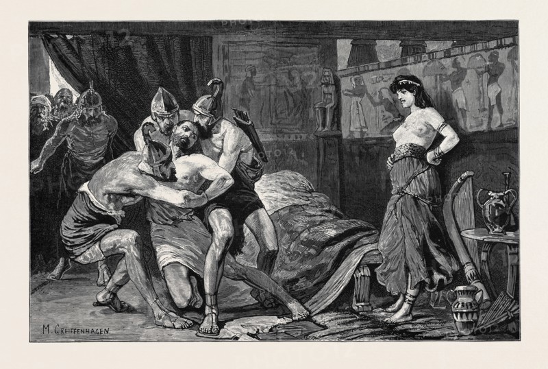 THE ROYAL ACADEMY "ARMITAGE" PRIZE PICTURES, "SAMSON BOUND BY THE PHILISTINES": FIRST PRIZE: MAURICE GREIFFENHAGEN