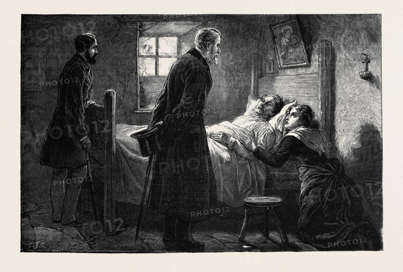 THE CONDITION OF IRELAND: MR. FORSTER VISITING A VICTIM OF "CAPTAIN MOONLIGHT" AT TULLA, COUNTY CLARE
