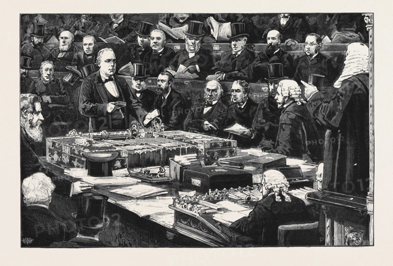 MR. BRADLAUGH TAKING THE OATH IN THE HOUSE OF COMMONS