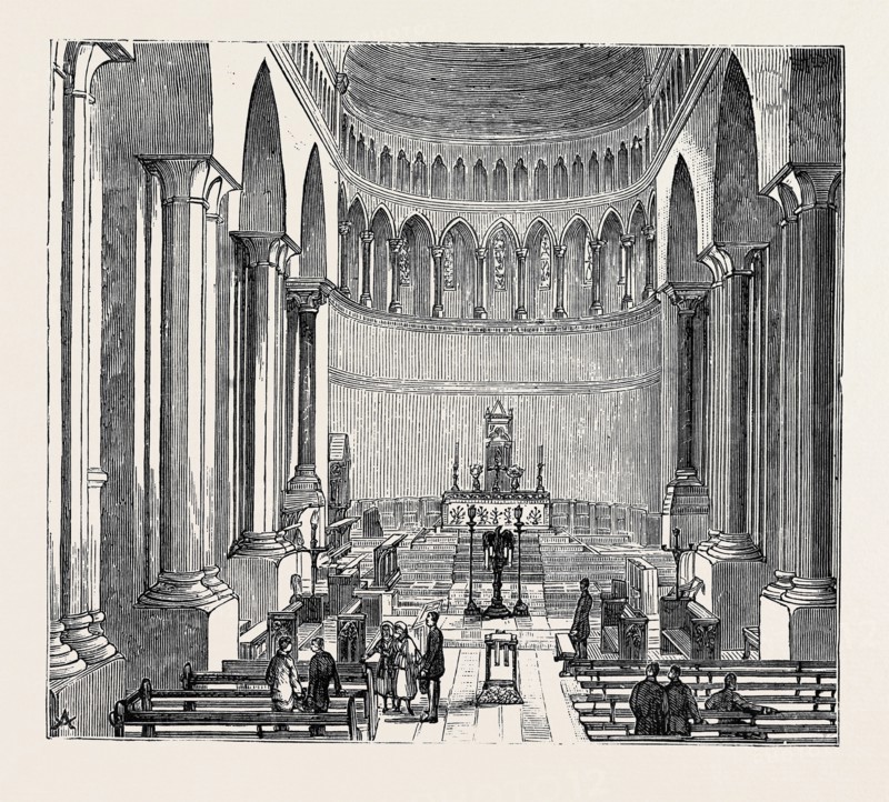 THE SLAVE TRADE ON THE EAST COAST OF AFRICA: INTERIOR OF BISHOP STEERE'S MISSION CHURCH, BUILT ON THE SITE OF THE OLD SLAVE MARKET, ZANZIBAR