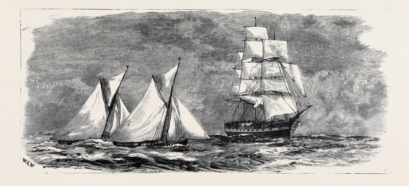 FALMOUTH "TAILORS' BOATS" RACING TO MEET A HOMEWARD BOUND VESSEL