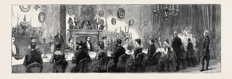 THE VISIT OF THE PRINCE OF WALES TO BRADGATE PARK, LEICESTERSHIRE: THE DINING ROOM AT BRADGATE ON MONDAY EVENING