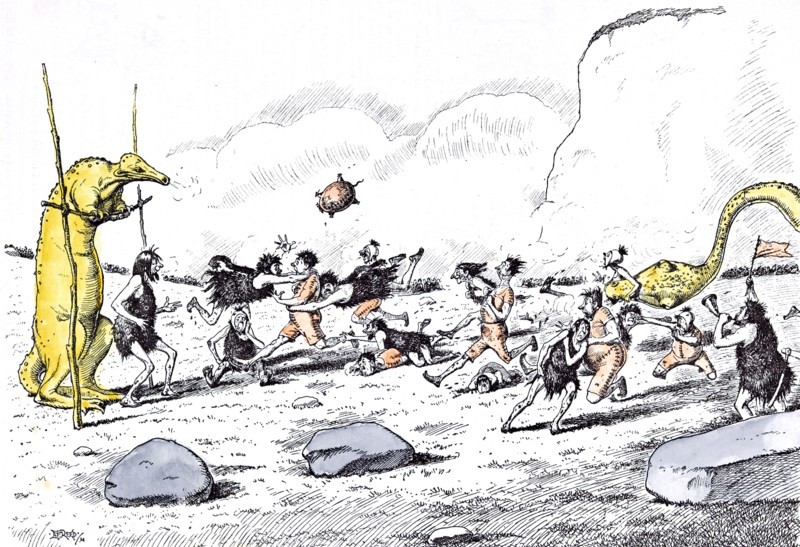 Prehistoric Peep by Reed. The annual Football Match