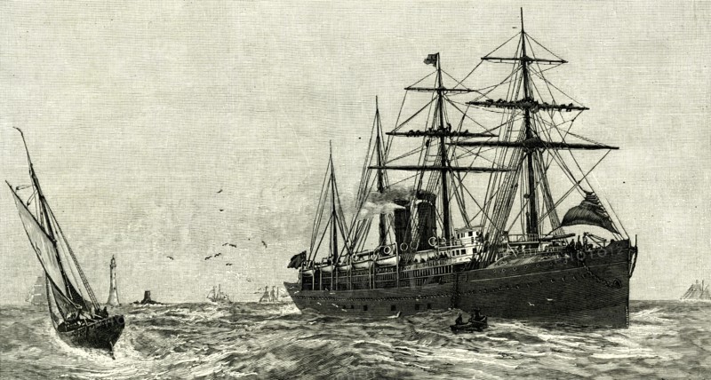 Steam Ship Ormuz, Australia to England, 1887, eleven thousend miles within twenty-seven days, departure from Sydney