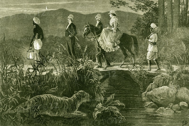 India, 1885, Christmas at an Indian hill station, going home after a party. Bharat