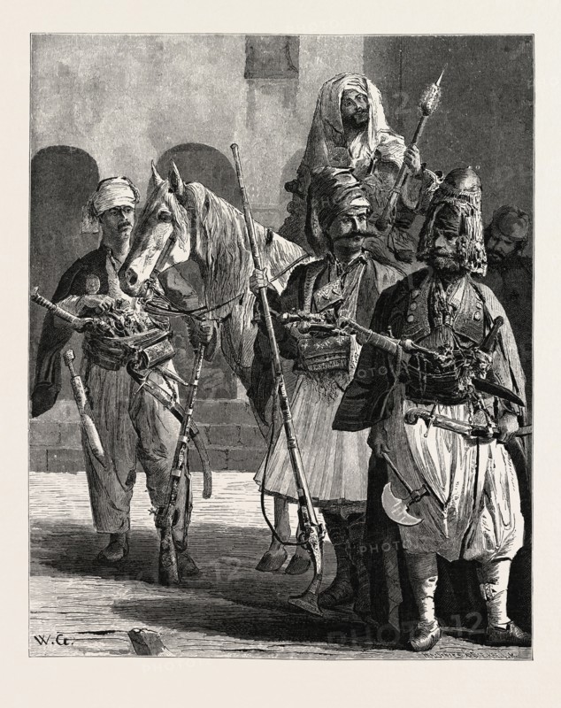 ALBANIAN MERCENARIES.  Egypt, engraving 1879