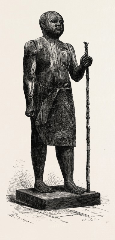 The SheykII-El-Beled.  Egypt, engraving 1879