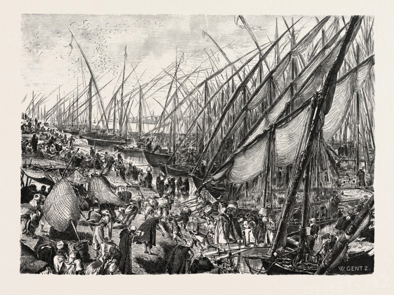 HARBOUR OF BOOLAK. Egypt, engraving 1879