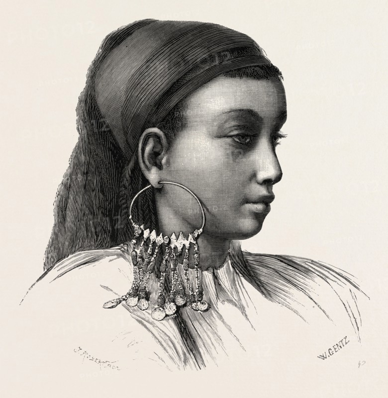 ABYSSINIAN SLAVE-GIRL. Egypt, engraving 1879