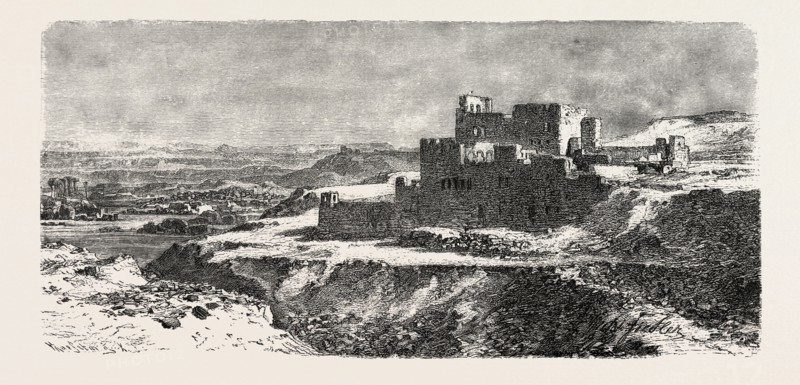 DESERTED KOPTIC MONASTERY AT ASSOLIAN. Egypt, engraving 1879