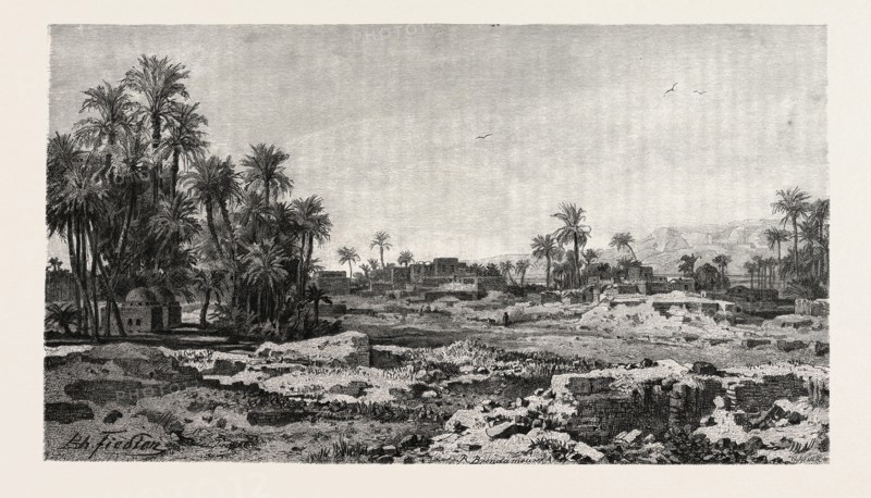 VILLAGE OF KARNAK. Egypt, engraving 1879