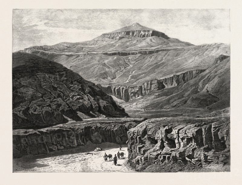 ENTRANCE TO THE VALLEY OF THE TOMBS OF THE KINGS. Egypt, engraving 1879