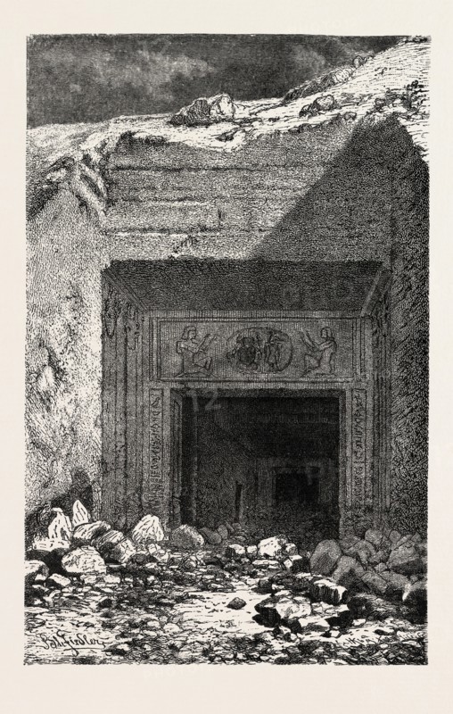 ENTRANCE OF A RING'S TOMB IN BIBAN EL-MULOOK. Egypt, engraving 1879