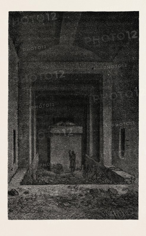 SARCOPHAGUS IN THE TOMB OF RAMESES. Egypt, engraving 1879