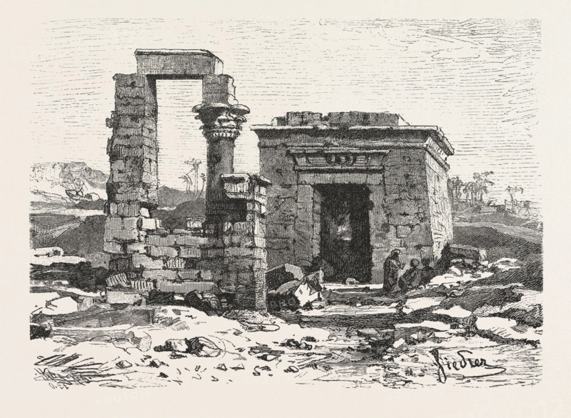 TEMPLE OF HERMONTHIS. Egypt, engraving 1879