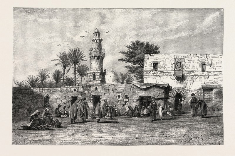 MARKET IN ESNEH. Egypt, engraving 1879