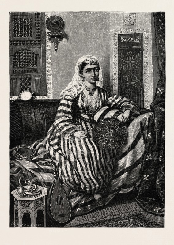 ALMAS, A DISTINGUISHED AHAB SINGER. Egypt, engraving 1879