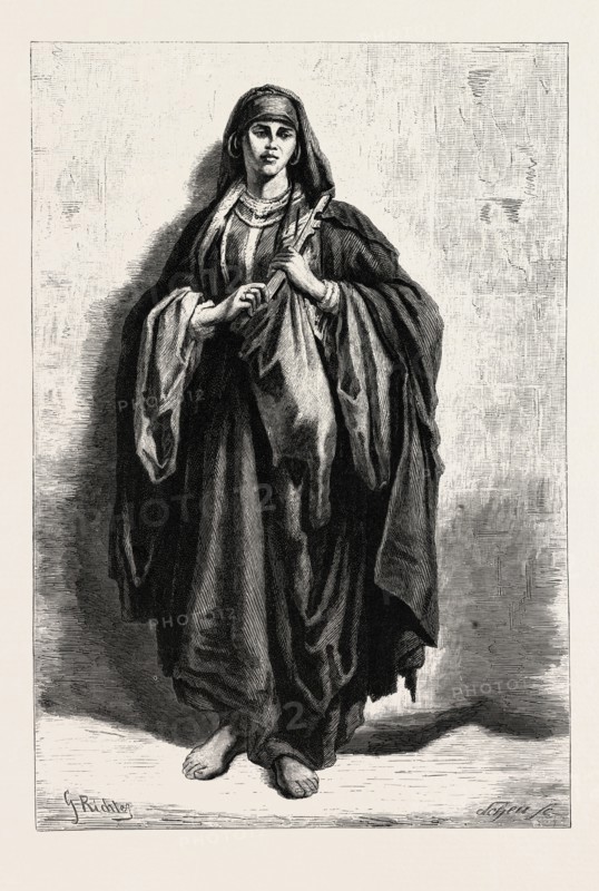 GIPSY WOMAN OF GHAWAZEE. Egypt, engraving 1879