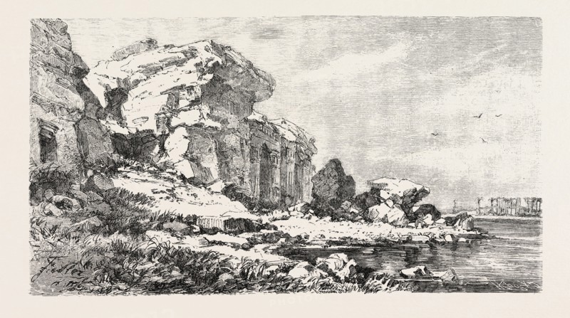 THE NILE TABLETS AT GEBEL SILSILEH. Egypt, engraving 1879