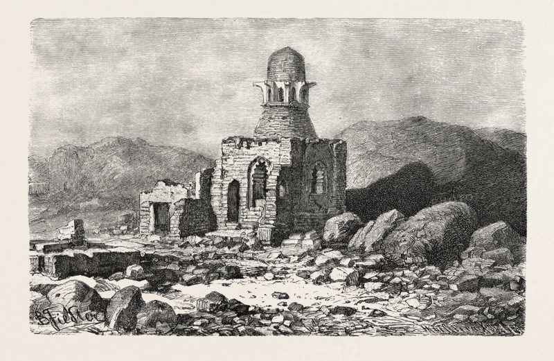 MAUSOLEUM IN THE DESERT NEAR ASSOUAN. Egypt, engraving 1879