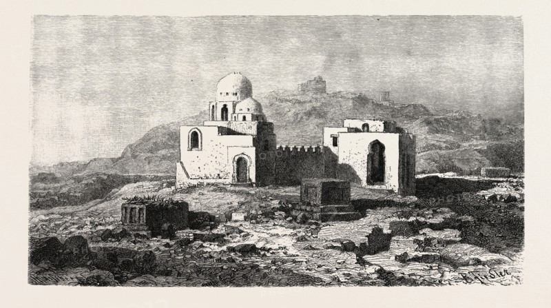 MOSQUE-TOMB NEAR ASSOUAN. Egypt, engraving 1879