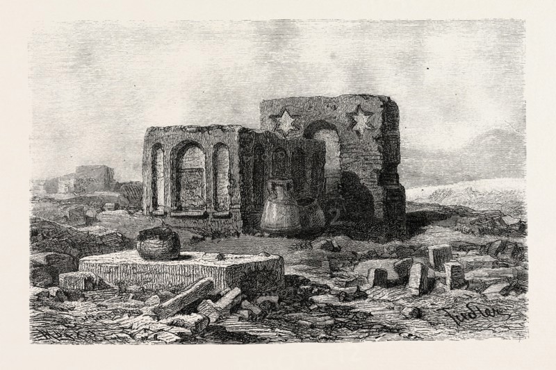 IN THE DESERT BETWEEN ASSOITAN AND PHILAE. Egypt, engraving 1879
