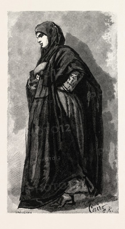 KOPTIC WOMAN GOING TO CHURCH. Egypt, engraving 1879