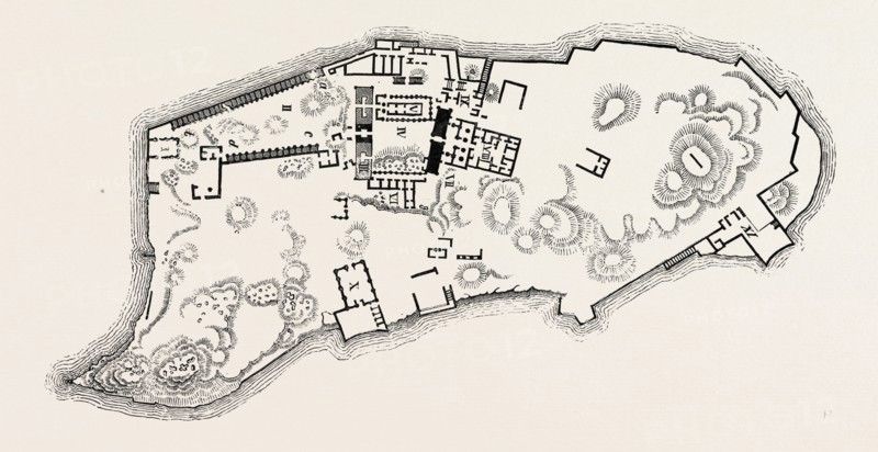 PLAN OF THE ISLAND OF PHILAE. Egypt, engraving 1879