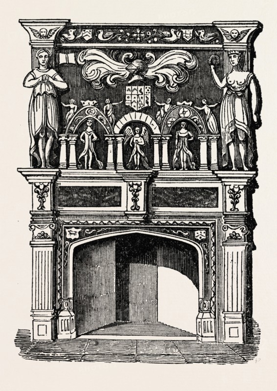Chimney piece at Rugge Hall, Norfolk, UK