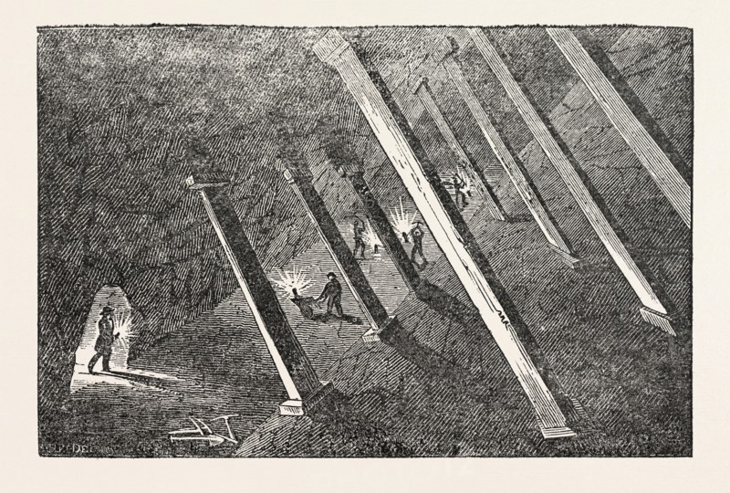 SCENE IN POLGOOTH TIN MINE, in south Cornwall, United Kingdom.