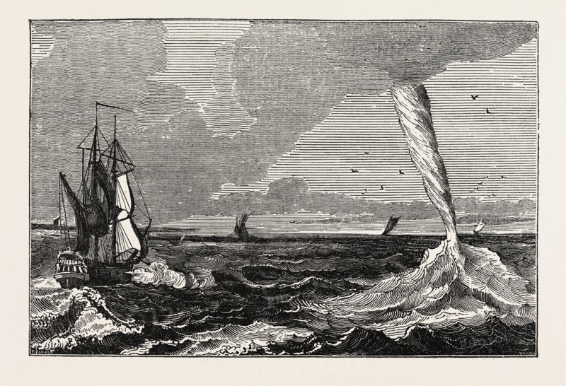 DISPERSION OF A WATER SPOUT AT SEA