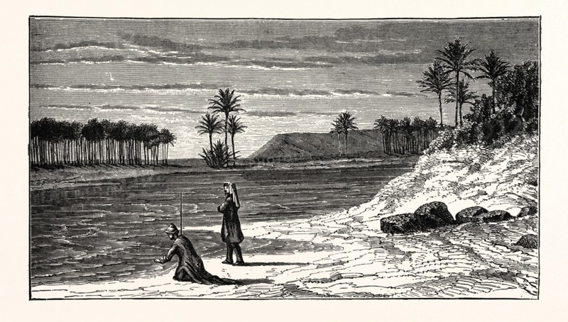 VIEW ON THE BANKS OF THE EUPHRATES. The longest and one of the most historically important rivers of Western Asia.