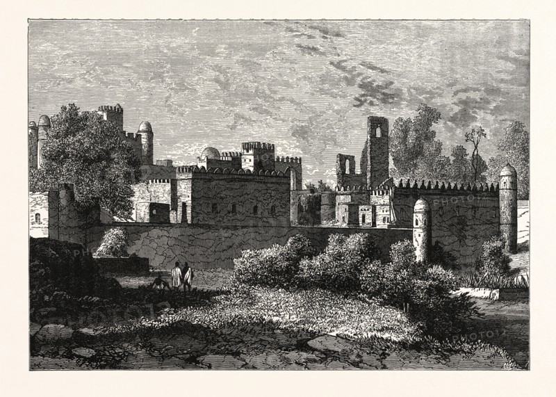 THE ROYAL PALACE AT GONDAR, THE ANCIENT CAPITAL OF ABYSSINIA.  Ethiopia, Ethiopian Empire. Gondar or Gonder is a city and separate woreda in Ethiopia, which was once the old imperial capital and capital of the historic Begemder Province.