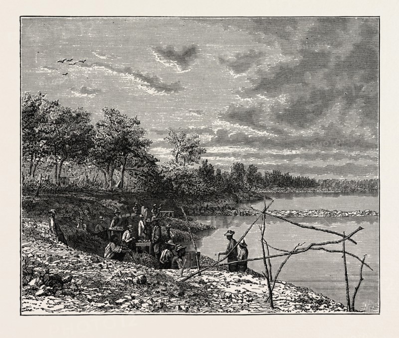 WASHING SAND FOR DIAMONDS ON THE BANKS OF THE VAAL RIVER. The Vaal is one of the most important rivers of South Africa.