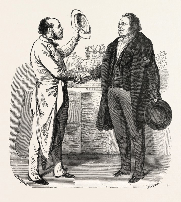 The cook and the doctor. Fable. engraving 1855