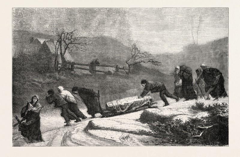 A funeral in the Vosges, painting by M. Brion. engraving 1855