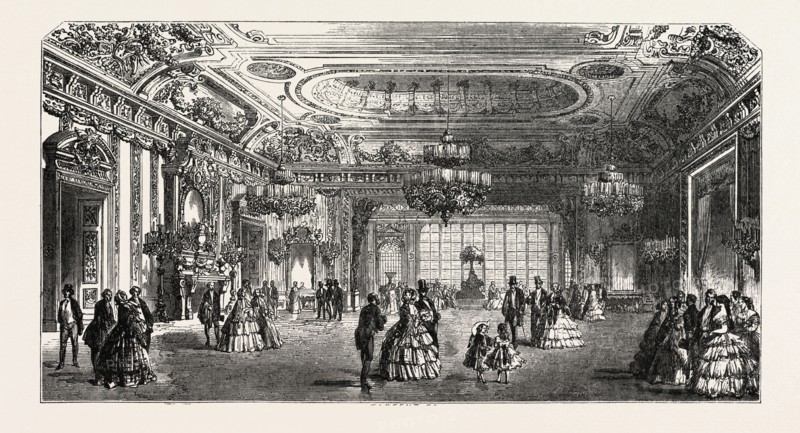 Palace of Versailles, Louis XIV The lounge. engraving 1855