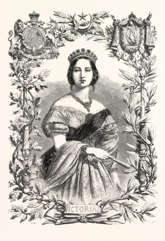 Queen Victoria. Queen of England. engraving 1855