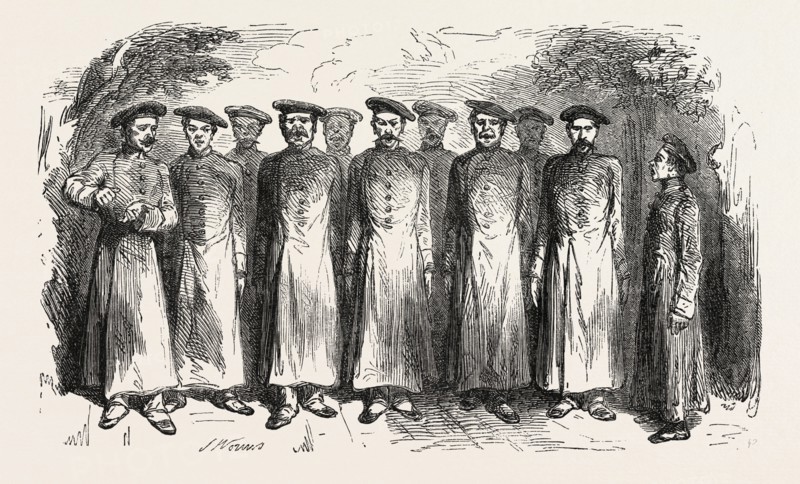 Cossack songs by a chorus of Russian prisoners. engraving 1855