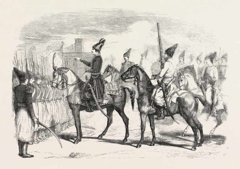 Nasradin Shah, king of Persia. engraving 1855