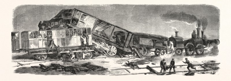 Accident happened on the Versailles Railway (left bank), September 9, 1855, France. Engraving