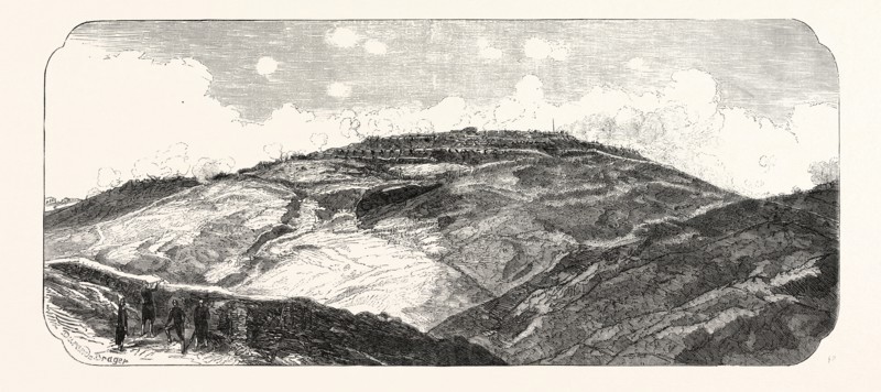 The bastion Kornilov (called Malakoff Tower), removed the Russians September 8, 1855. Engraving