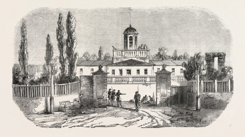Circle Nobles, inhabited during the siege of Sevastopol by Prince Menschikoft. The Crimean War, 1855. Engraving