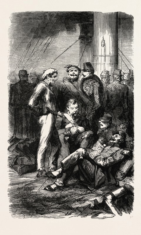 Installation on the vessel. engraving 1855