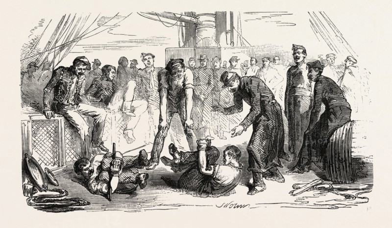 The Army of the Orient: The cockfight., 1855. Engraving