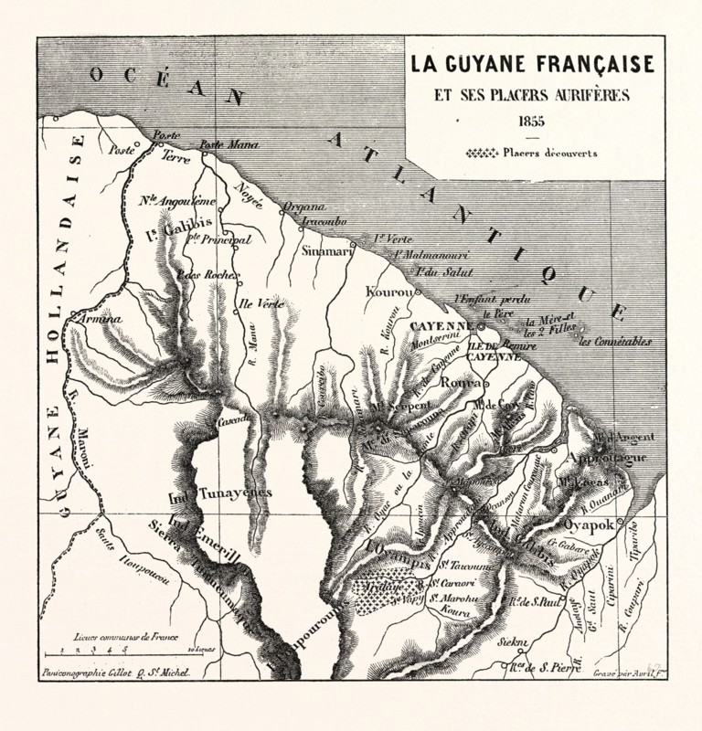 FRENCH GUIANA, 1855. Engraving