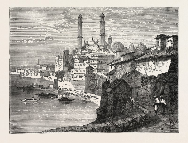 BENARES, FROM THE GANGES. Varanasi, also Benares, Banaras or Kashi, is a city on the banks of the Ganges in Uttar Pradesh, India.